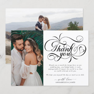 Elegant Typography Photo Wedding  Thank You Card