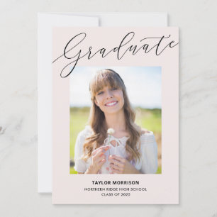 Elegant Typography Pink & Black Graduation Party Invitation