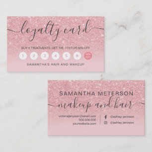 elegant typography pink glitter sparkles ombre loyalty card