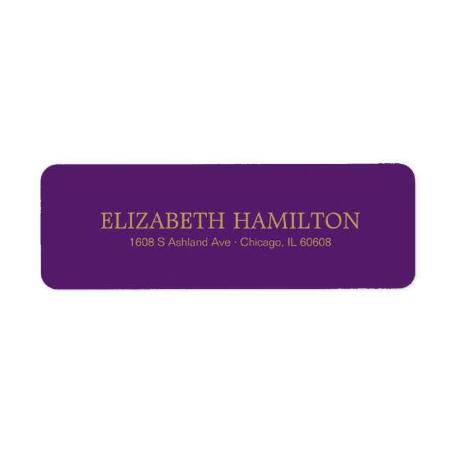 Elegant Typography Purple Gold Address (Front)
