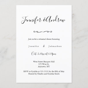 Elegant typography rehearsal dinner invitations