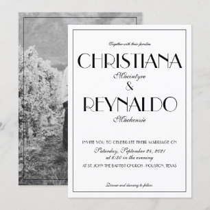 Elegant Typography Roaring 20s Photo Wedding Invitation