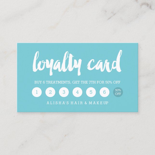 elegant typography robbin egg blue loyalty card (Front)