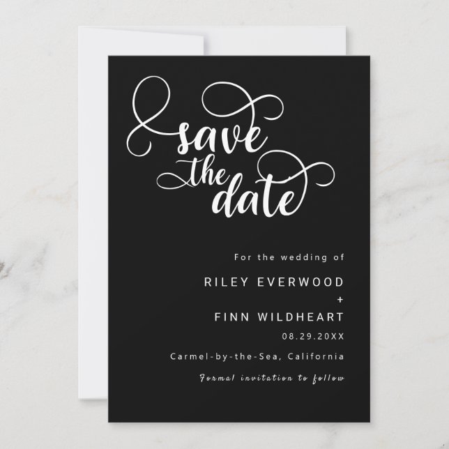 Elegant Typography save the date invitation (Front)