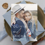 Elegant Typography Save the Date Photo Minimalist<br><div class="desc">Wedding Save the Date Cards that have a photo on the front and back. The Save the Date cards contain a modern hand lettered cursive script typography that are elegant,  simple and modern to use after you minimalist simple wedding day celebration.</div>