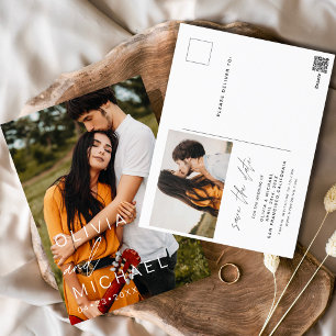Elegant Typography Save the Date Photo Minimalist Postcard