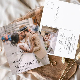 Elegant Typography Save the Date Photo Minimalist Postcard