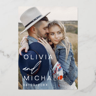 Elegant Typography Save the Date Photo Silver