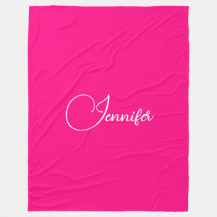 Elegant Typography Script Name Wow Pink Large Fleece Blanket