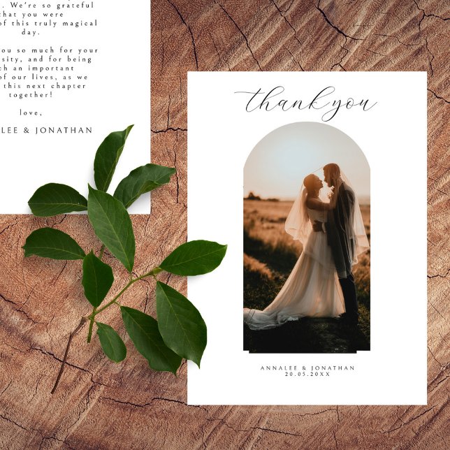 Elegant Typography Simple Wedding Photo Thank You Card (Creator Uploaded)