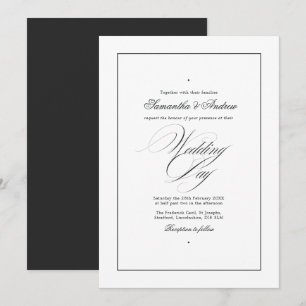 Elegant Typography Timeless Black & White Wedding Invitation