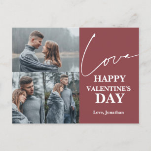 Elegant Typography Valentines day couple 3 photo Holiday Postcard