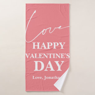 Elegant Typography Valentines day couple Bath Towel Set