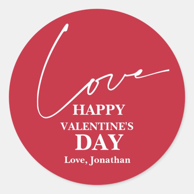 Elegant Typography Valentines day couple  Classic Round Sticker (Front)