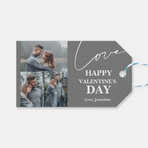 Elegant Typography Valentines day couple photo Gift Tags