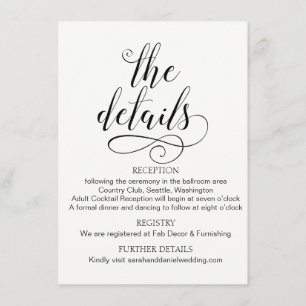 Elegant Typography Wedding Details Enclosure Card