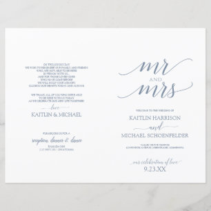 Elegant Typography Wedding Programs Dusty Blue