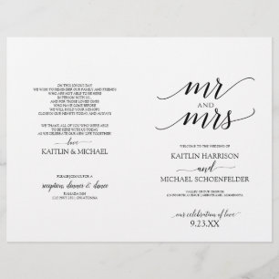 Elegant Typography Wedding Programs in Black