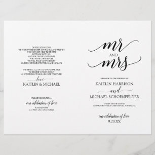 Elegant Typography Wedding Programs in Black 2