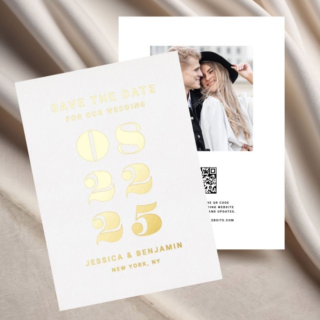 Elegant Typography Wedding Save The Date Gold (Elegant Typography Wedding Save The Date Gold Foil Invitation)