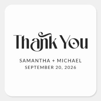 Elegant Typography Wedding Thank You Square Sticker