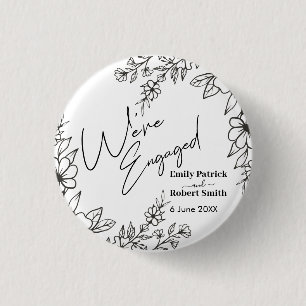 Elegant Typography we're engaged 3 Cm Round Badge