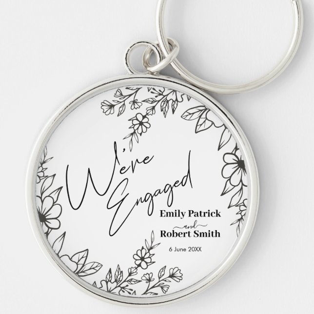 Elegant Typography we're engaged Key Ring (Front)