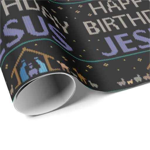 Image of Elegant Ugly Christmas Sweater Religious Christian Wrapping Paper