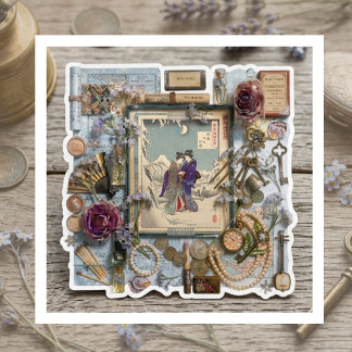 Elegant Ukiyoe Collage Art – Vintage JP Beauty