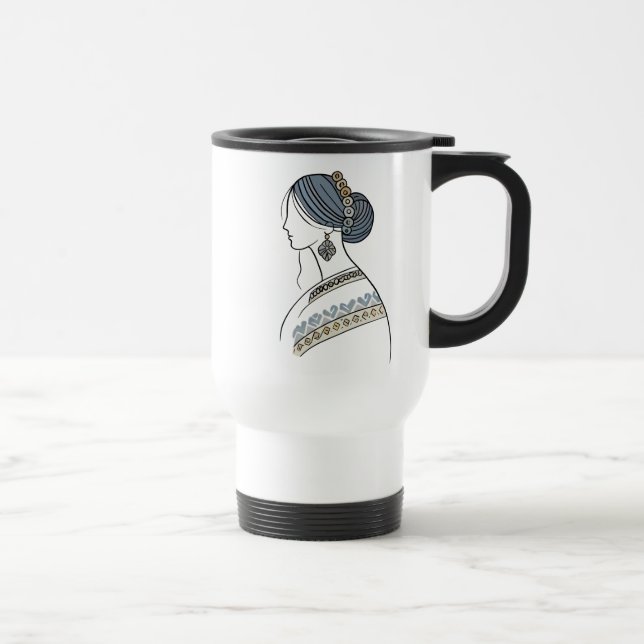 Elegant Ukrainian Folk Art Travel Mug (Right)