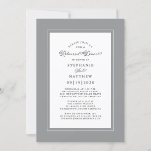 Elegant Ultimate Grey Wedding Rehearsal Dinner Invitation