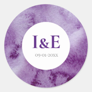 Elegant Ultra Violet Purple Colour Wash Wedding Classic Round Sticker