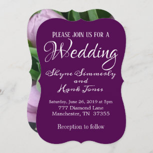 Elegant Ultra Violet Purple Floral Wedding Invitation