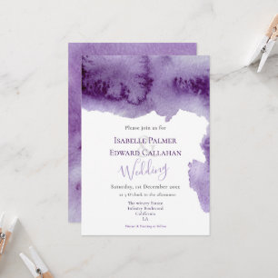 Elegant Ultra Violet Watercolor Splash Wedding Invitation