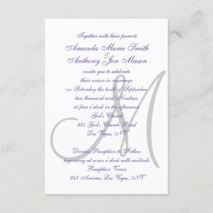 Elegant Ultra Violet Wedding Invitation Initial