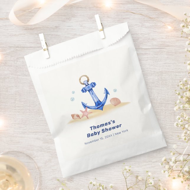 Elegant Under Sea Nautical Anchor Boy Baby Shower  Favour Bags (Clipped)