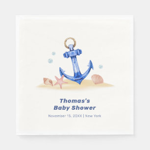 Elegant Under Sea Nautical Anchor Boy Baby Shower Napkin