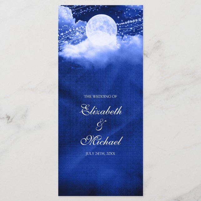 Elegant Under the Moonlight Wedding Program Programme (Front)