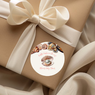 Elegant Under the Sea Girl Pearl Baby Shower Classic Round Sticker