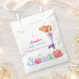 Elegant Under The Sea Mermaid Coral Baby Shower  Favour Bags