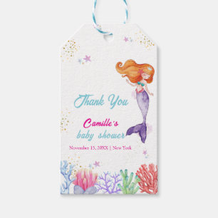 Elegant Under The Sea Mermaid Coral Baby Shower  Gift Tags