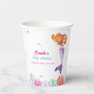 Elegant Under The Sea Mermaid Coral Baby Shower Paper Cups