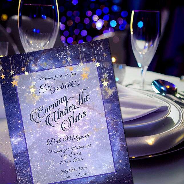 Elegant Under the Stars Galaxy Bat Mitzvah Invitation (Creator Uploaded)