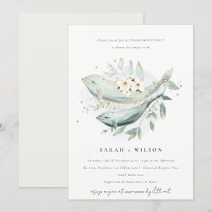 Elegant Underwater Floral Fish Engagement Invite