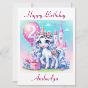 Elegant Unicorn 2-Year-Old Birthday Card
