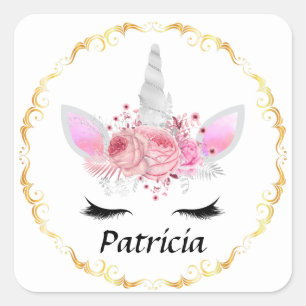Elegant unicorn add name sticker