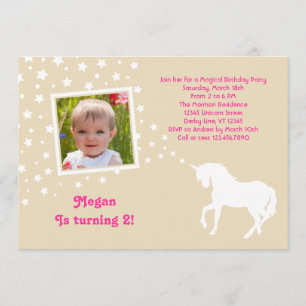 Elegant Unicorn Birthday Party Photo Invitation