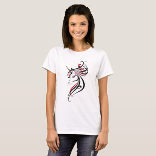 Elegant Unicorn Line Art T-Shirt