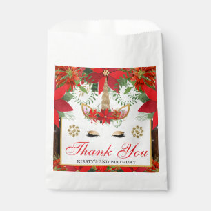 Elegant Unicorn Poinsettia Birthday Favour Bags