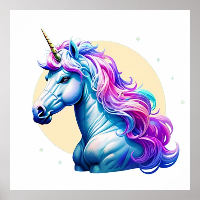 Elegant Unicorn Portrait Poster (Front)